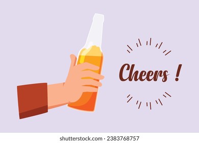 Gente feliz haciendo lentes y bebiendo en la fiesta de celebración. Concepto de amigos. Ilustración vectorial plana de color aislada.