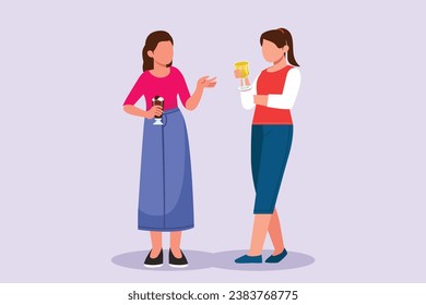 Gente feliz haciendo lentes y bebiendo en la fiesta de celebración. Concepto de amigos. Ilustración vectorial plana de color aislada.