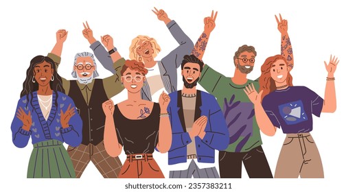 El concepto de la gente feliz. Ilustración vectorial La gente en el evento o la ceremonia usa la vestimenta tradicional La felicidad se comparte en la reunión familiar El lenguaje corporal feliz expresa la sensación de que las palabras no pueden