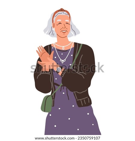 Happy people concept. Vector illustration Happy people enjoy music at park concert Old womn happy with victory cheer loudly People on event or ceremony take time appreciate each other Happiness