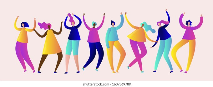 Happy people dance party. Best Friends concept. People character vector illustration