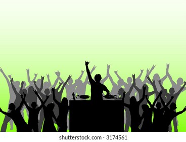 happy people dancing at a party