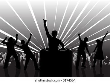 happy people dancing at a party