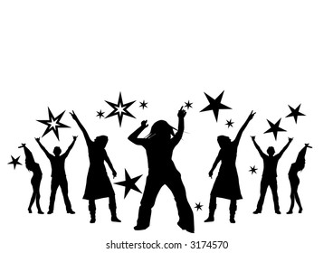 happy people dancing at a party