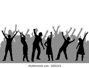 happy people dancing at a party