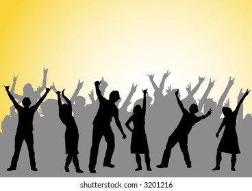 happy people dancing at a party