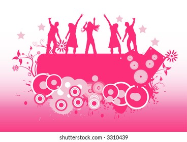 happy people dancing at a party