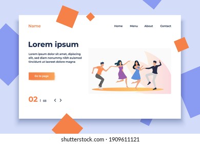 Happy people dancing salsa. Leisure, fun, nightlife concept. Vector illustration can be used for topics like entertainment, dance school, salsa party