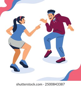Happy people dancing together illustration