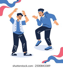 Happy people dancing together illustration
