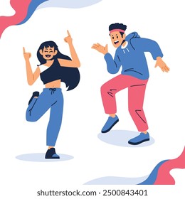 Happy people dancing together illustration