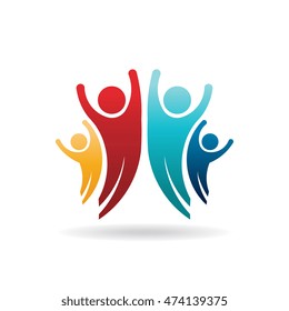Happy People Family Group Logo. Vector Illustration