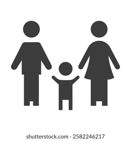 Happy People Family Icon Black and White Vector Graphic