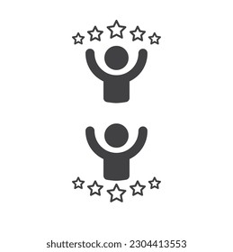 Happy people with five stars. 