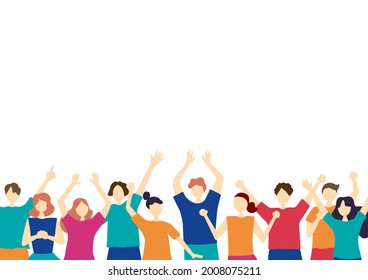 a lot of happy people  flat style illustration