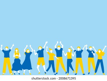 a lot of happy people  flat style illustration