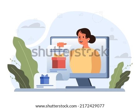 Happy people with gifts boxes set. Character group holding, recieving or giving presents. Holiday event celebration or marketing promotion. Flat vector illustration