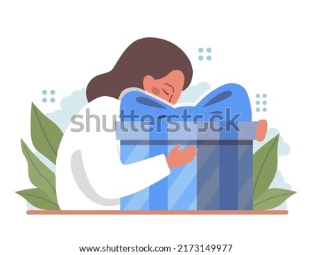 Happy people with gifts boxes set. Character group holding, recieving or giving presents. Holiday event celebration or marketing promotion. Flat vector illustration