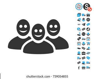 Happy People Group pictograph with free bonus design elements. Vector illustration style is flat iconic symbols.