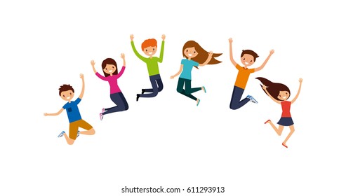 Happy People Having Fun Over White Background. Colorful Design. Vector Illustration