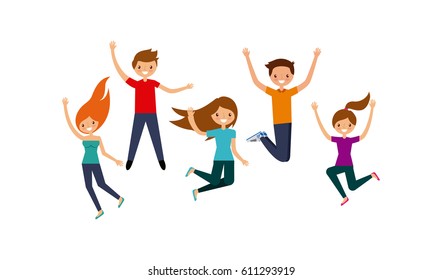 happy people having fun over white background. colorful design. vector illustration