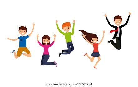 happy people having fun over white background. colorful design. vector illustration