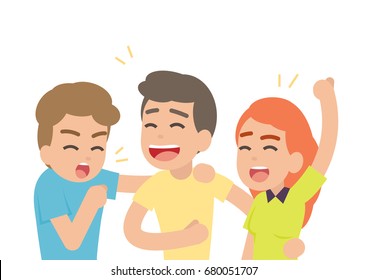 Happy people having fun and smiling laughing together, friendship concept, Vector illustration.