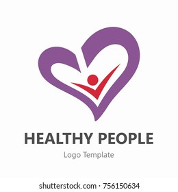 Happy people healthy life logo template vector icon