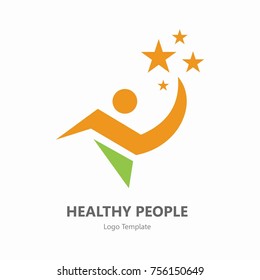Happy people healthy life logo template vector icon