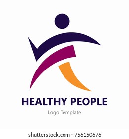 Happy people healthy life logo template vector icon
