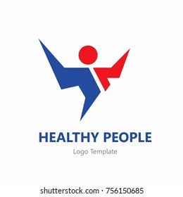 Happy people healthy life logo template vector icon