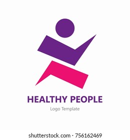 Happy people healthy life logo template vector icon