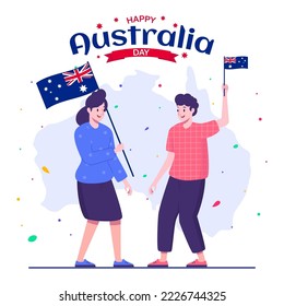 Happy People Holding Australian Flag For Australia Day