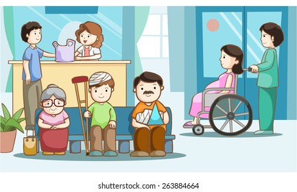 Happy people in hospital vector illustration