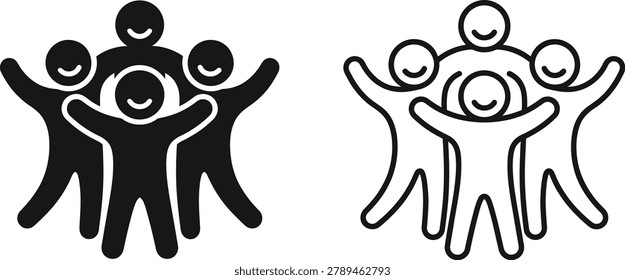 happy people icon design with smiling faces and group teamwork symbol in vector style