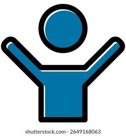 happy people icon in flat outline offset style