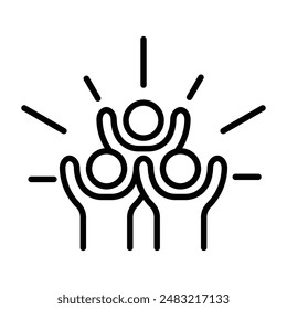 happy people icon linear logo mark in black and white