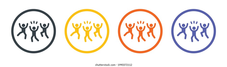 Happy people icon, party friends, joy expression feeling icon. Vector illustration