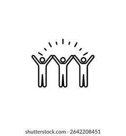 Happy people icon. Simple solid style. Joy, fun team, enjoy, fans, freedom concept. Black silhouette, glyph symbol. Isolated vector illustration.