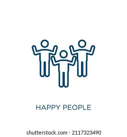 happy people icon. Thin linear happy people outline icon isolated on white background. Line vector happy people sign, symbol for web and mobile