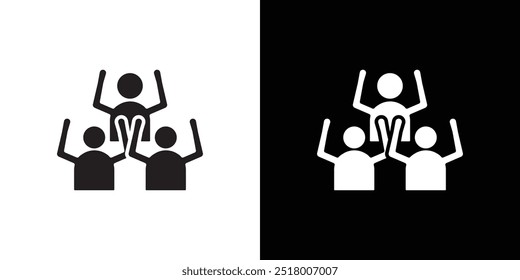 happy people icon Vector flat thin line illustration