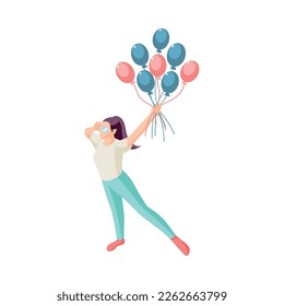 Happy people isometric icons composition with faceless human characters on blank background vector illustration