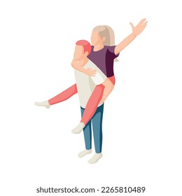 Happy people isometric icons composition with faceless human characters on blank background vector illustration