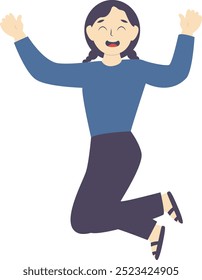 Happy People Jump Cartoon Character Design. Flat Vector Illustration