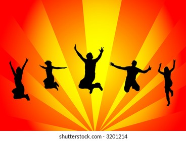 happy people jumping
