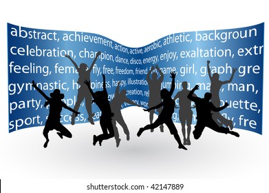 Happy people jumping