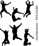happy people jumping collection vector