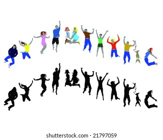 happy people jumping collection vector