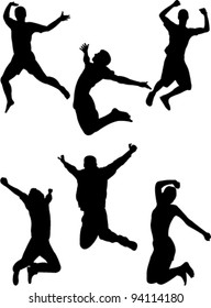 Happy People Jumping Collection Vector