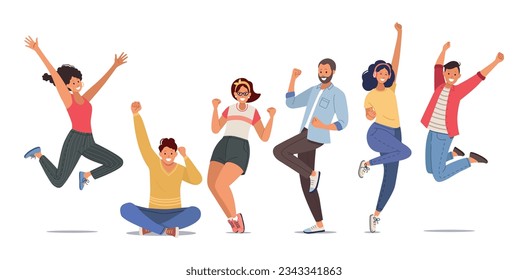 happy people. Jumping. Vector illustration